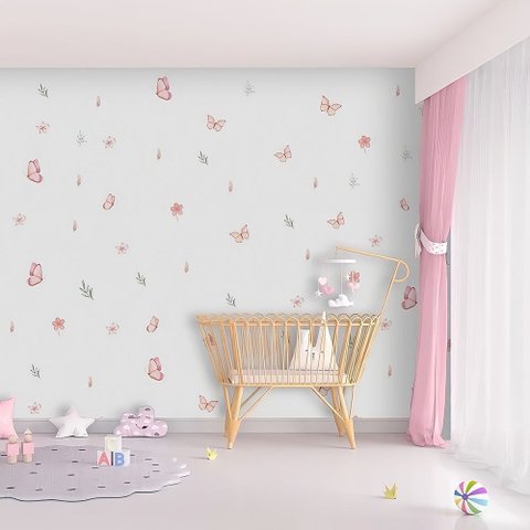 30 Adesivos de Parede Borboletas e Flores Decoração Infantil