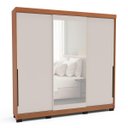 Ver imagem 2 de Roupeiro Madri 3 Portas de Correr com Espelho 217x213cm Creme/Freijó 250831