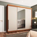 Ver imagem 1 de Roupeiro Madri 3 Portas de Correr com Espelho 217x213cm Creme/Freijó 250831