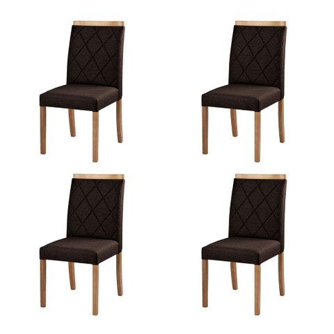 Kit 4 Cadeiras Decorativas Sala de Jantar Luxo Anita Facto Marrom - Mozzelar