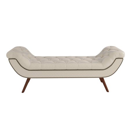 Puff Recamier Decorativo com Tachas 160 cm Santorini P05 Corino Branco - Lyam Decor