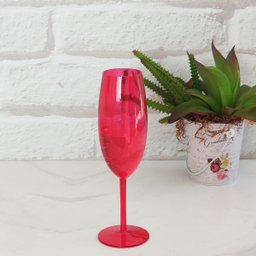 Taça Para Espumante Champagne 280ml Poliestireno Vermelho Translúcido Ou - 2