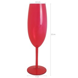 Taça Para Espumante Champagne 280ml Poliestireno Vermelho Translúcido Ou - 3