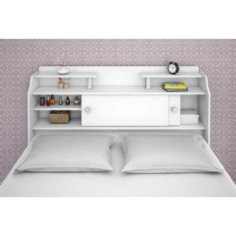 Cabeceira Box Casal Elisa Branco ou Branco/Preto
