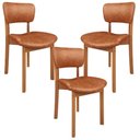 Ver imagem 3 de Kit 03 Cadeiras para Sala de Jantar Cozinha Living Estofada Dara L02 Couríssimo Camel - Lyam Decor