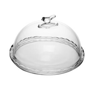 Queijeira de Cristal C/tampa Bird Transparente 20cm Wolff