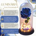 Ver imagem 2 de Luminária Love a Rosa Encantada Azul 28 Cm Presente de Natal Presente para Namorada Amor Lindo Bouti