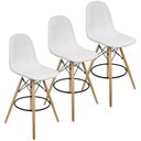 Ver imagem 1 de Kit 3 Banquetas Botonê Eiffel Assento Couro Base Fixa Madeira - Branco