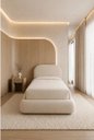 Ver imagem 3 de Cama Estofada Solteiro com Cabeceira Design Moderno e Sofisticado com Peseira