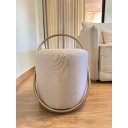Ver imagem 2 de Puff Banqueta Decorativo com Base de Metal Ferro e Tecido em Linho Bege Cinza - Bege/Bronze