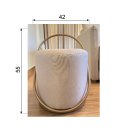 Ver imagem 3 de Puff Banqueta Decorativo com Base de Metal Ferro e Tecido em Linho Bege Cinza - Bege/Bronze