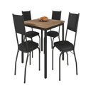 Ver imagem 2 de Conjunto Sala de Jantar Mesa Quadrada 90cm Tampo BP com 4 Cadeiras Adriana Preto/Demolição