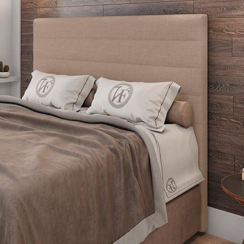 Cabeceira Cama Box Casal King Size Natali 193cm Linho Bege - Abmaza