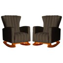 Ver imagem 1 de Conjunto 2 Poltronas Estofadas de Balanço Melinda Veludo Marrom - LM DECOR