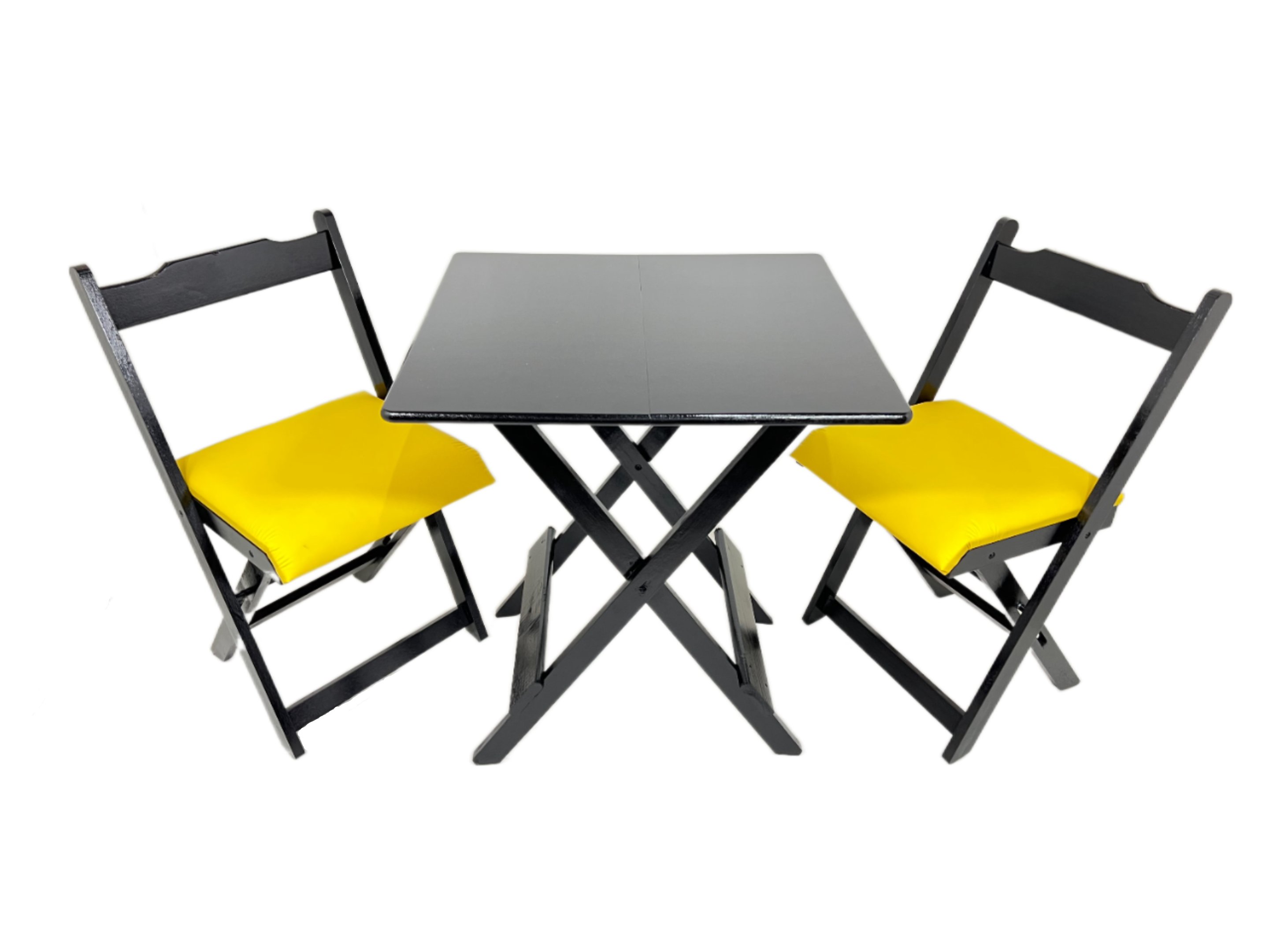 Conjunto Jogo de Mesa 70x70 Com 2 Cadeiras Dobráveis Estofadas - DG Móveis:Amarela é boa?