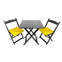 Ver imagem 1 de Conjunto Jogo de Mesa 70x70 Com 2 Cadeiras Dobráveis Estofadas - DG Móveis:Amarela
