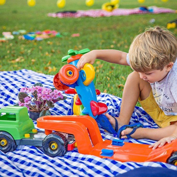 Trator Brinquedo Infantil Educativo Didático Com Carreta Grande