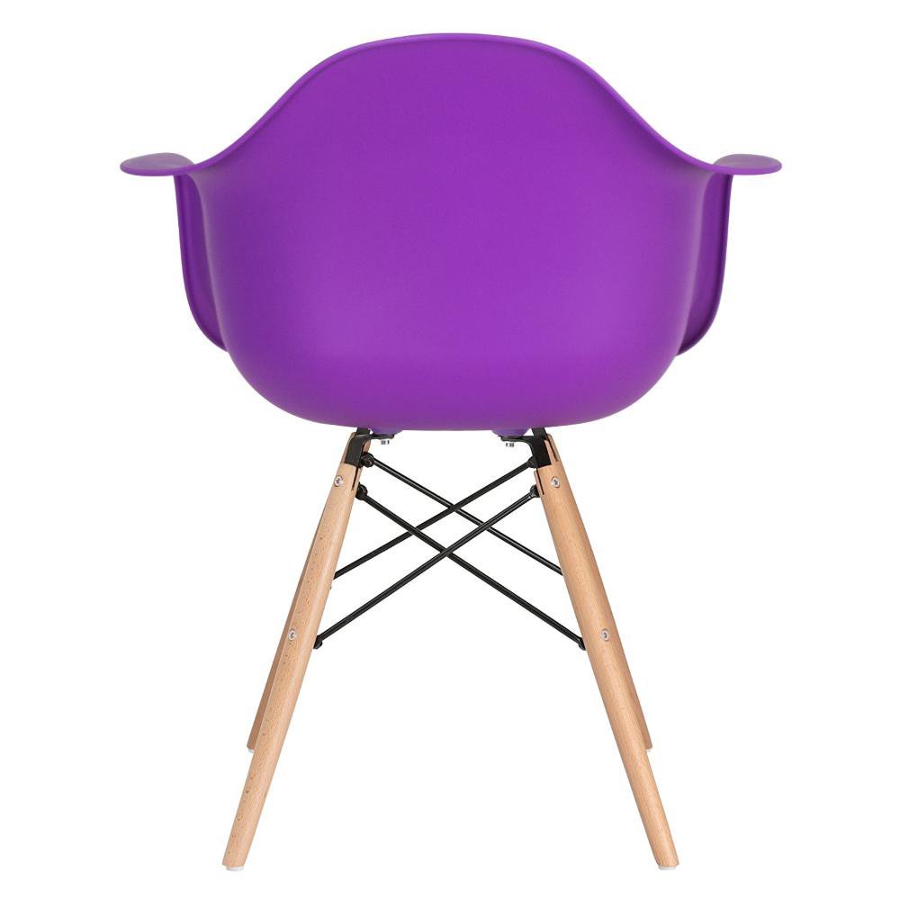 KIT - 10 x cadeiras Charles Eames Eiffel DAW com braços - Base de madeira clara - Roxo - 4