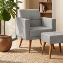 Ver imagem 2 de Kit Poltrona Decorativa com Puff Pequim Veludo Matrix Cor:veludo Capuccino