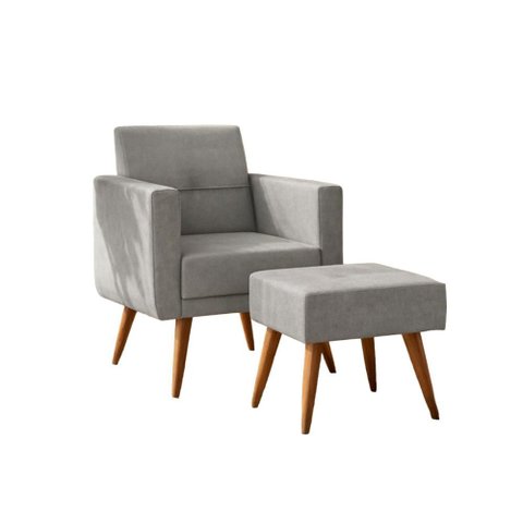 Kit Poltrona Decorativa com Puff Pequim Veludo Matrix Cor:veludo Capuccino