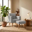 Ver imagem 3 de Kit Poltrona Decorativa com Puff Pequim Veludo Matrix Cor:veludo Capuccino