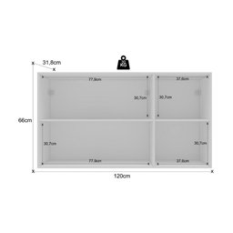 Armário de Cozinha Americana Aéreo 120cm 3 Portas com Vidros Multimóveis Cr20488 Branco/azul - 2