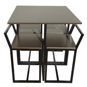 Mesa Prime 4 Cadeiras Quadrada BF Decor Prime Compacta Preto/Tabaco Linheiro