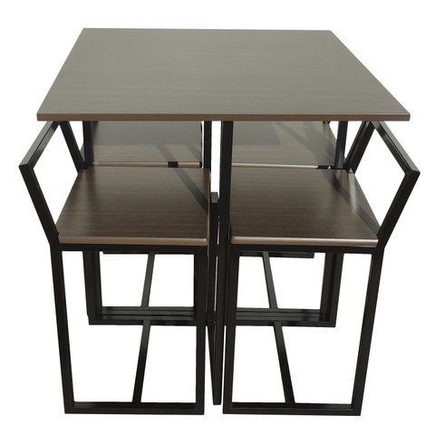 Mesa Prime 4 Cadeiras Quadrada BF Decor Prime Compacta Preto/Tabaco Linheiro