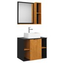 Ver imagem 1 de Gabinete Banheiro Espelheira e Cuba Branca 60 cm Titan Naturalle Preto Bechara
