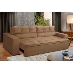 Sofá Retrátil e Reclinável 3 lugares com Molas 1,80m Vegas Suede Cappuccino Adonai Estofados - 1