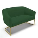 Ver imagem 1 de Sofá Namoradeira 2 Lugares Base Industrial Dourado Stella Veludo D03 - D'Rossi Cor Verde