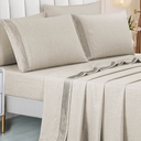 Ver imagem 1 de Conjunto Cama Casal King Size Lizzie 04 Pç Bordado 300 Fios Toque Extra Macio:caqui
