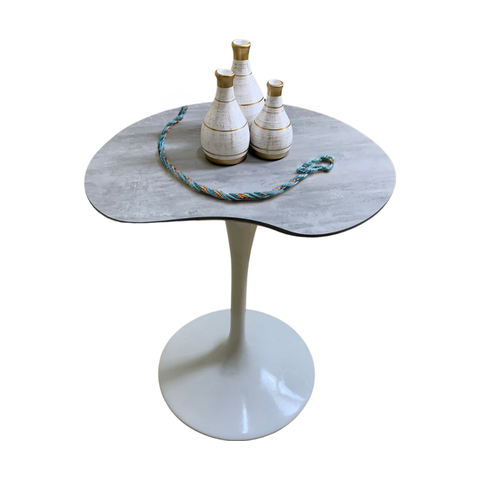 Mesa Saarinen Organica de Apoio 60cm Tampo Cimento Modelar Art Mdelar