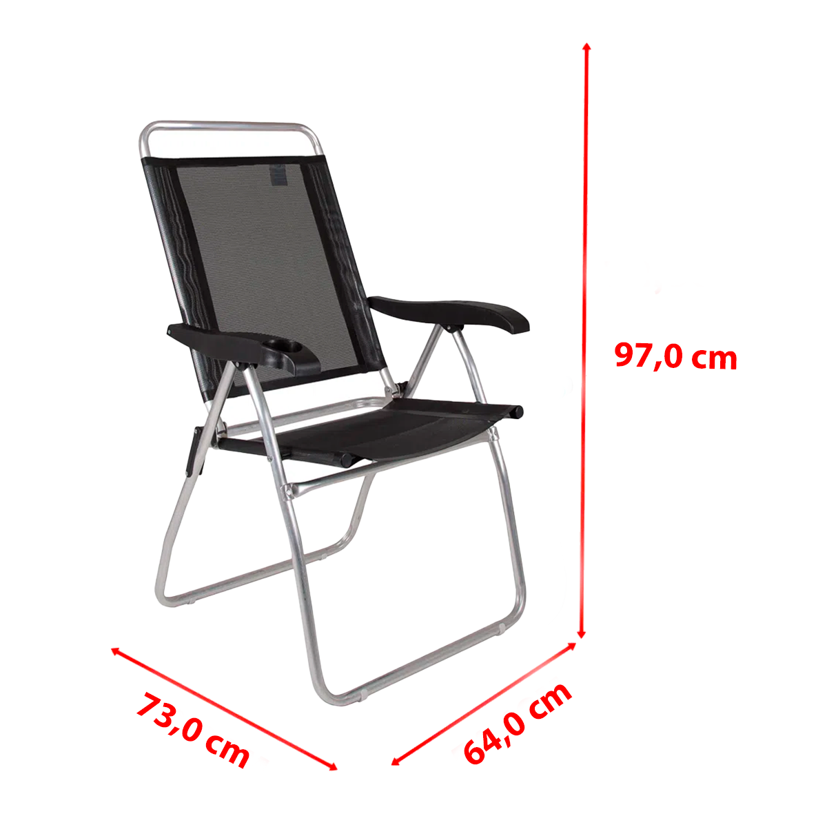 Cadeira Reclinável Mor Boreal Preta C/ Porta Copo 4 Posições - 6