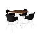 Ver imagem 6 de Mesa Jantar Industrial Quadrada Amêndoa 90Cm Base V C/4 Poltronas Pretas Ferro Branco Cor: Amendoa