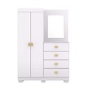 Ver imagem 1 de Cômoda Roupeiro com Espelho 2 Portas 4 Gavetas Cristal - Branco - Vila Rica