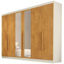 Ver imagem 3 de Guarda-Roupa Casal Oslo 6 Portas 4 Gavetas 100% Mdf com Espelho Off White/Peroba - Mademarques