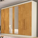 Ver imagem 1 de Guarda-Roupa Casal Oslo 6 Portas 4 Gavetas 100% Mdf com Espelho Off White/Peroba - Mademarques