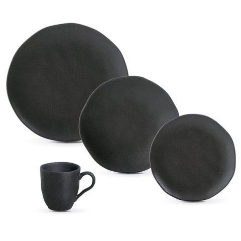 Aparelho de Jantar 16 Peças Orgânico Preto Matte Porto Brasil