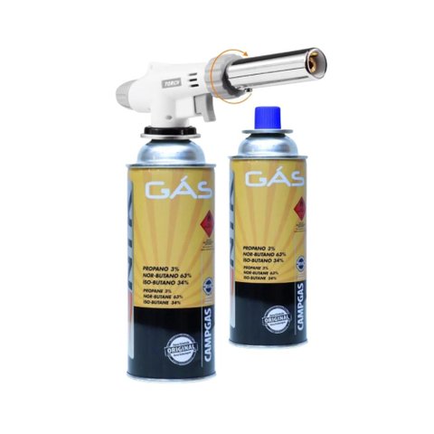 Kit Maçarico Culinário Profissional Com 2 Refils Cartucho Camping Ntk