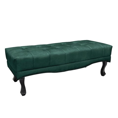 Recamier Decorativo 140cm Loewe Veludo Pés de Madeira Verde Floresta - Gran Belo