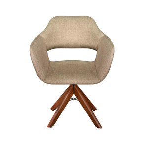 Poltrona Decorativa Zara Base Giratória - Linho Marrom