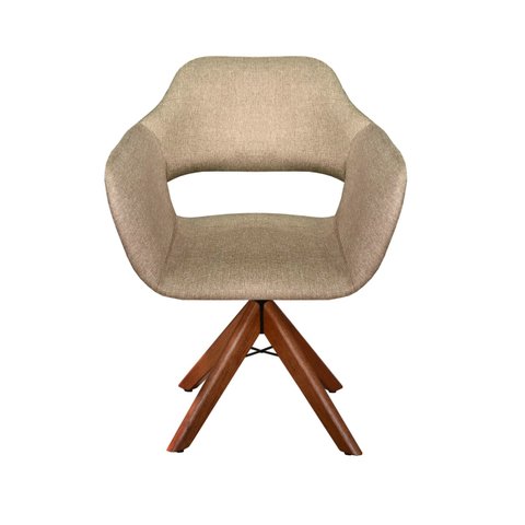 Poltrona Decorativa Zara Base Giratória - Linho Marrom