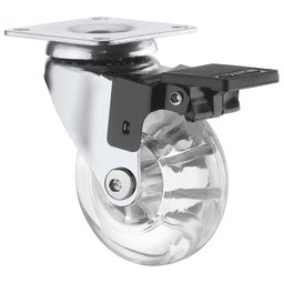 Rodízio Duplo Rolamento - Com Freio - Incolor - 75 MM - 1