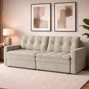 Ver imagem 1 de Sofá Cama 3 Lugares Casal 2,20 Mts Linho Nayla Matrix Cor:Linho Grosso Bege