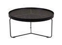Ver imagem 1 de Mesa Centro Kevin Tampo Couro Castanho com Base Preto Laca 77cm - 48474