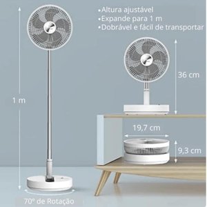 Ventilador Portátil sem Fio Dobrável Recarregável Mesa Chão Cor:branco;tamanho:u