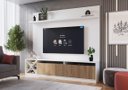 Ver imagem 1 de Rack Home para TV até 60 polegadas 02 portas Roma Ripado Adega Quiditá 1600x1804x350 Branco/Brise