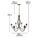 Ver imagem 2 de Lindo Lustre de Ferro Decorativo para Sala de Jantar e Estar Rusticas