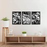 Conjunto 3 Quadros Abstratos Preto e Branco Para Sala Escritório Moldura - 4
